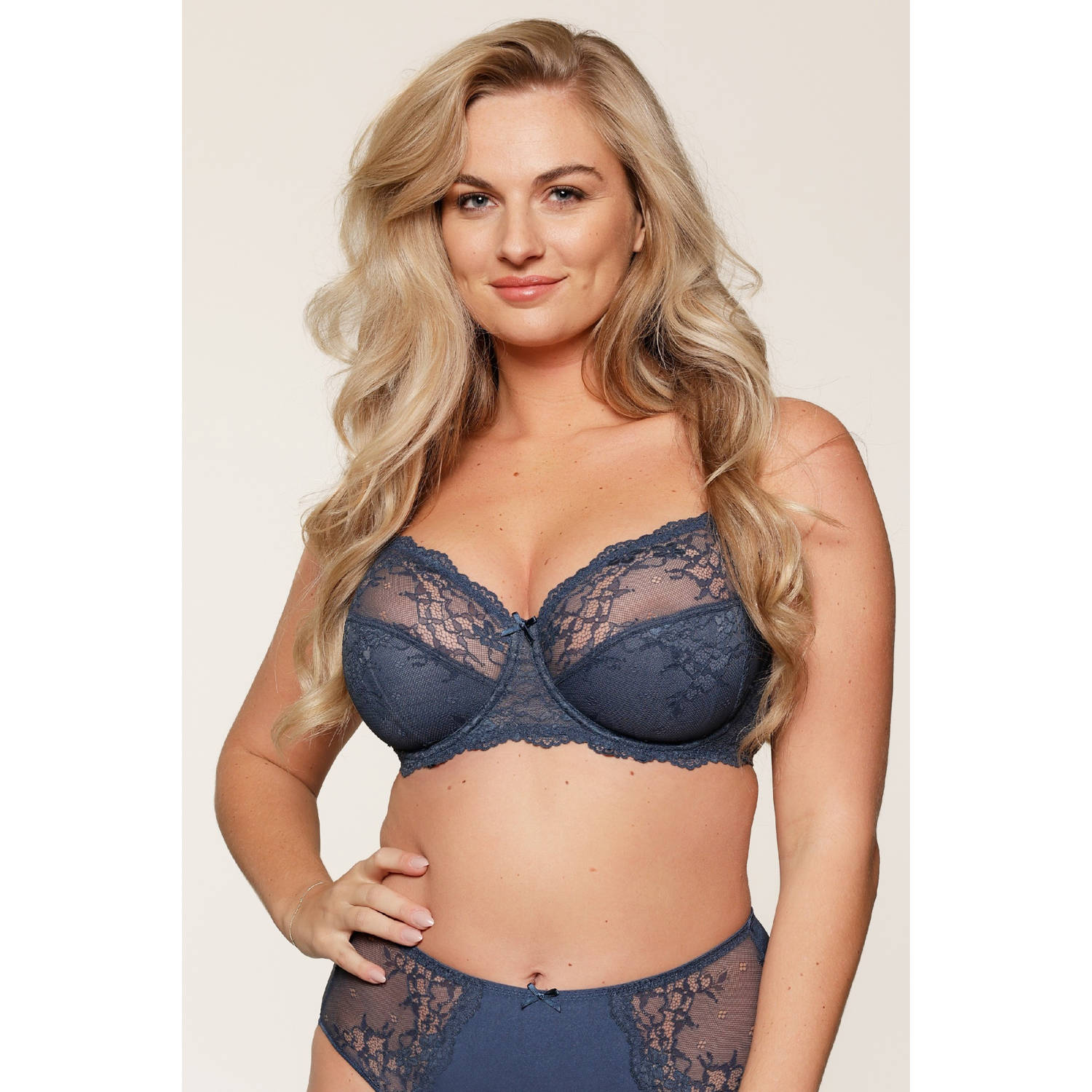 LingaDore niet-voorgevormde beugelbh Daily Full Coverage Lace denimblauw