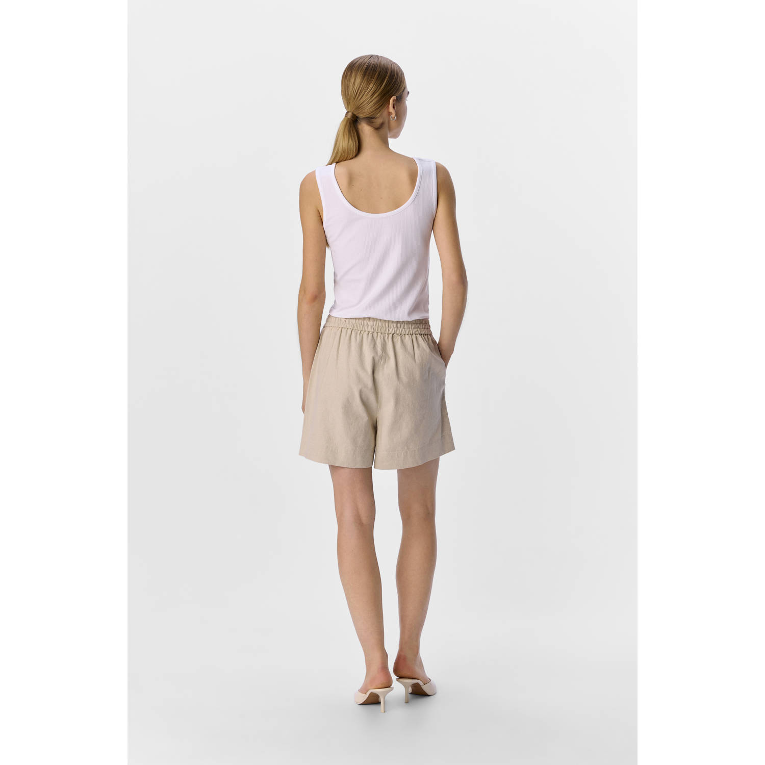 OBJECT linnen regular waist casual short zand