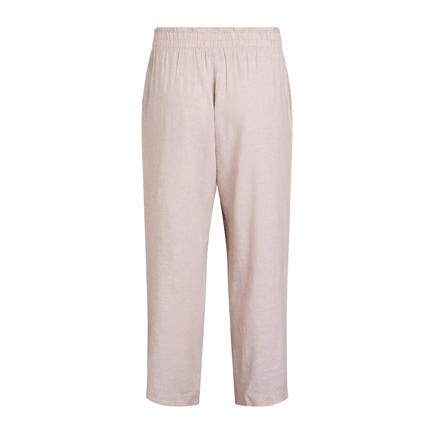 Zizzi linnen wide leg high waist broek beige