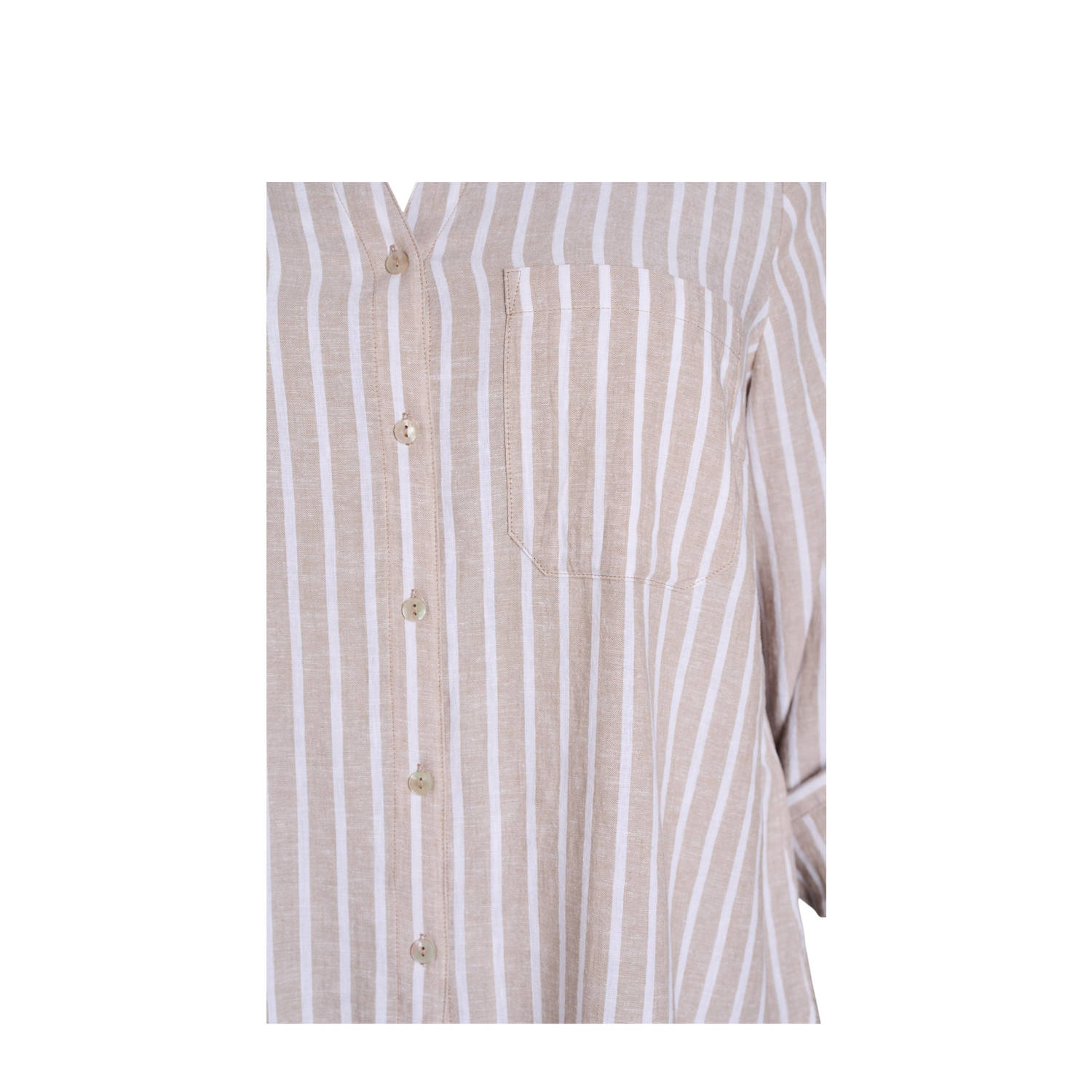 Zizzi linnen blouse beige wit