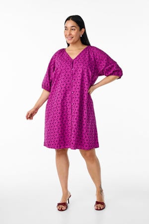 korte jurk broderie violet