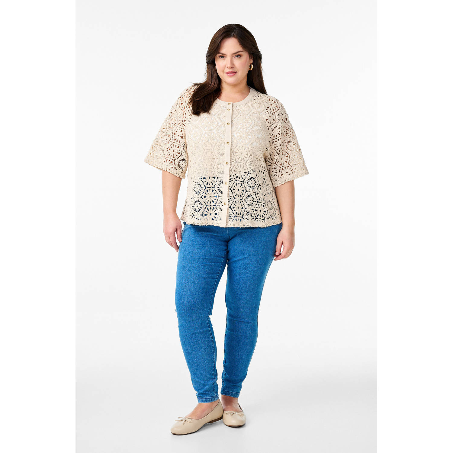 Zizzi vest ecru crochet