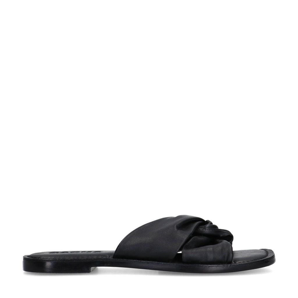 Zwarte dames Sacha leren slippers