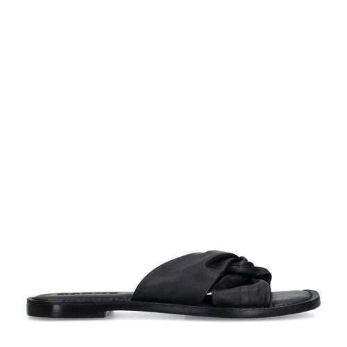 Sacha leren slippers zwart afbeelding