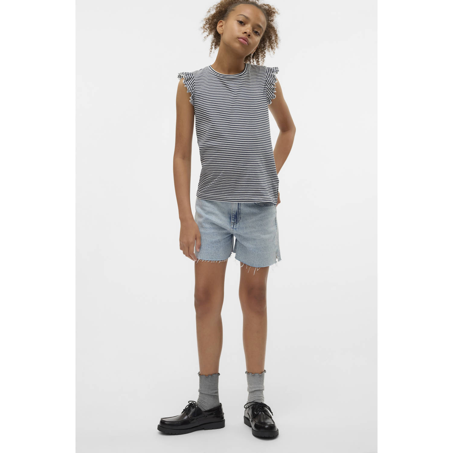 VERO MODA GIRL denim loose denim short light blue denim