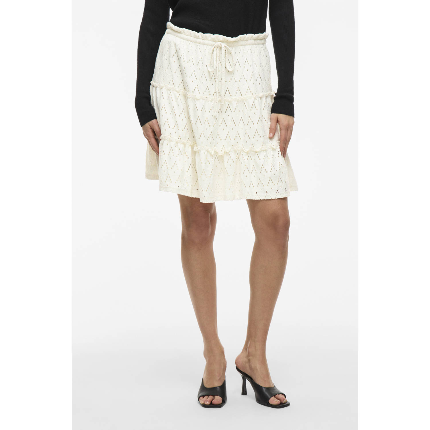 Vila Minirok met broderie anglaise model 'AMALINA'