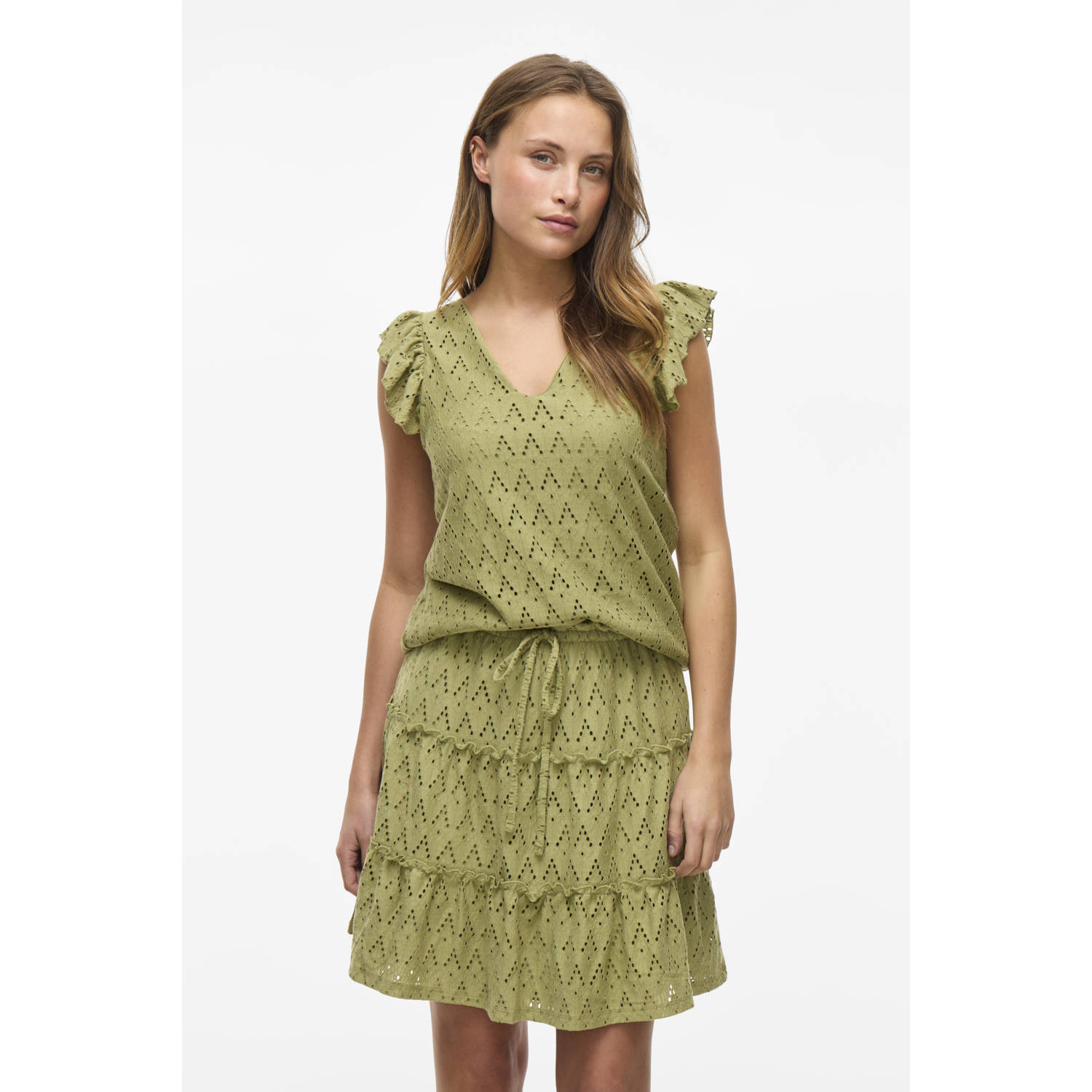 VILA top groen broderie