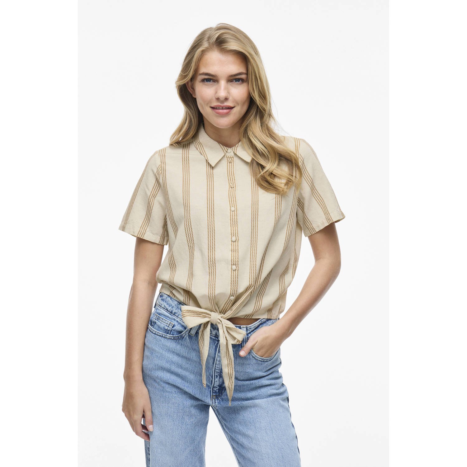 VILA linnen blouse ecru