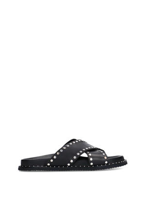   leren slippers zwart