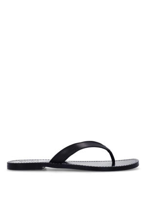 leren teenslippers zwart