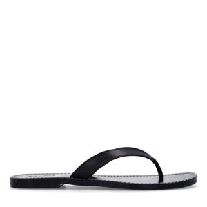 leren teenslippers zwart