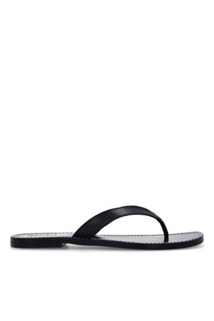 leren teenslippers zwart