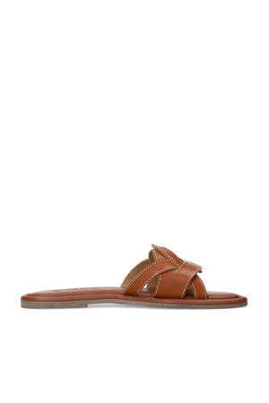 leren slippers cognac