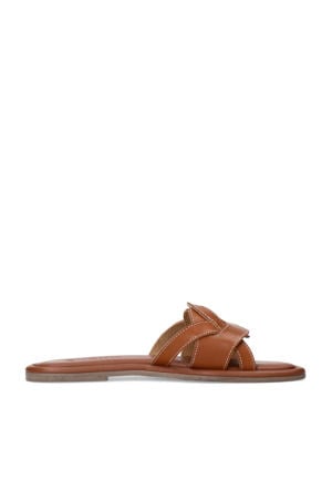 leren slippers cognac