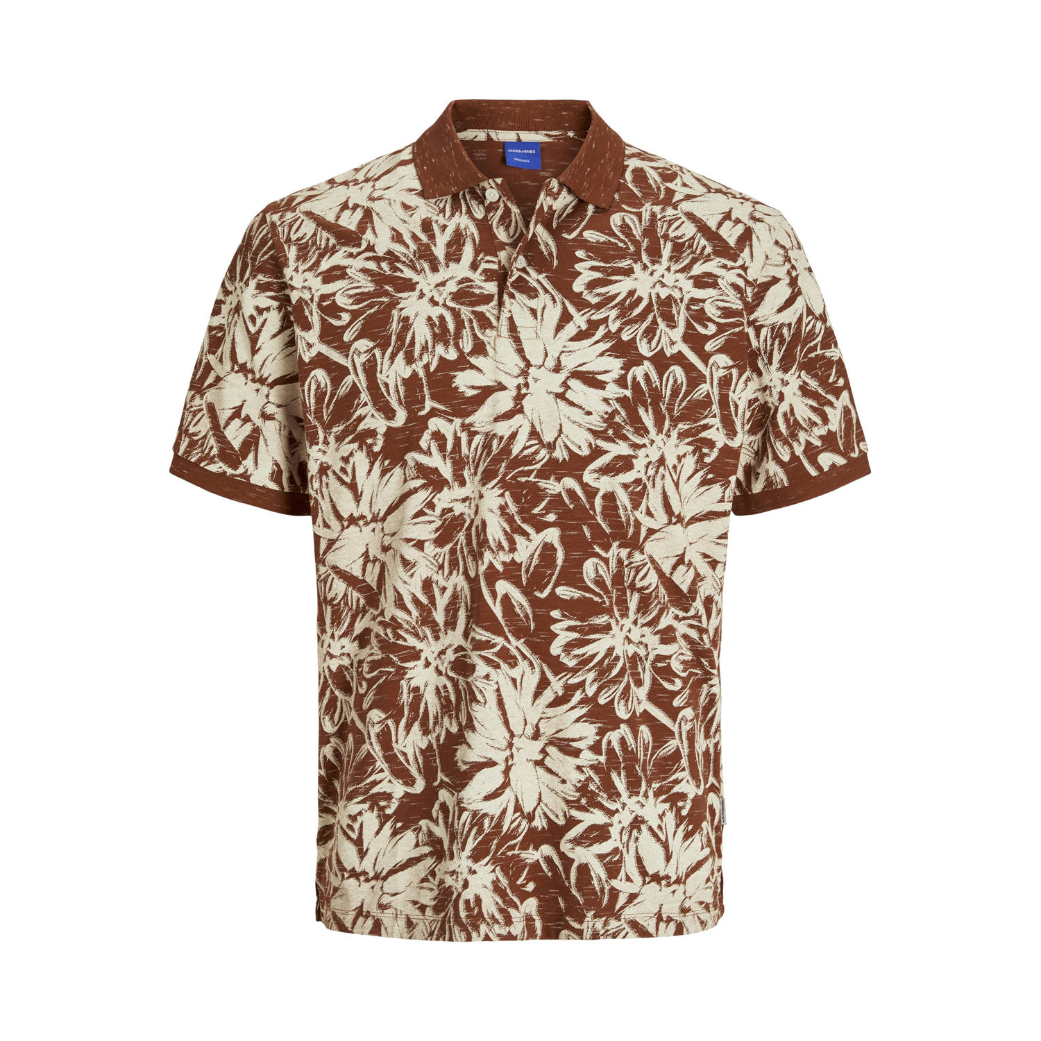 JACK & JONES PLUS SIZE regular polo met textuur roodbruin