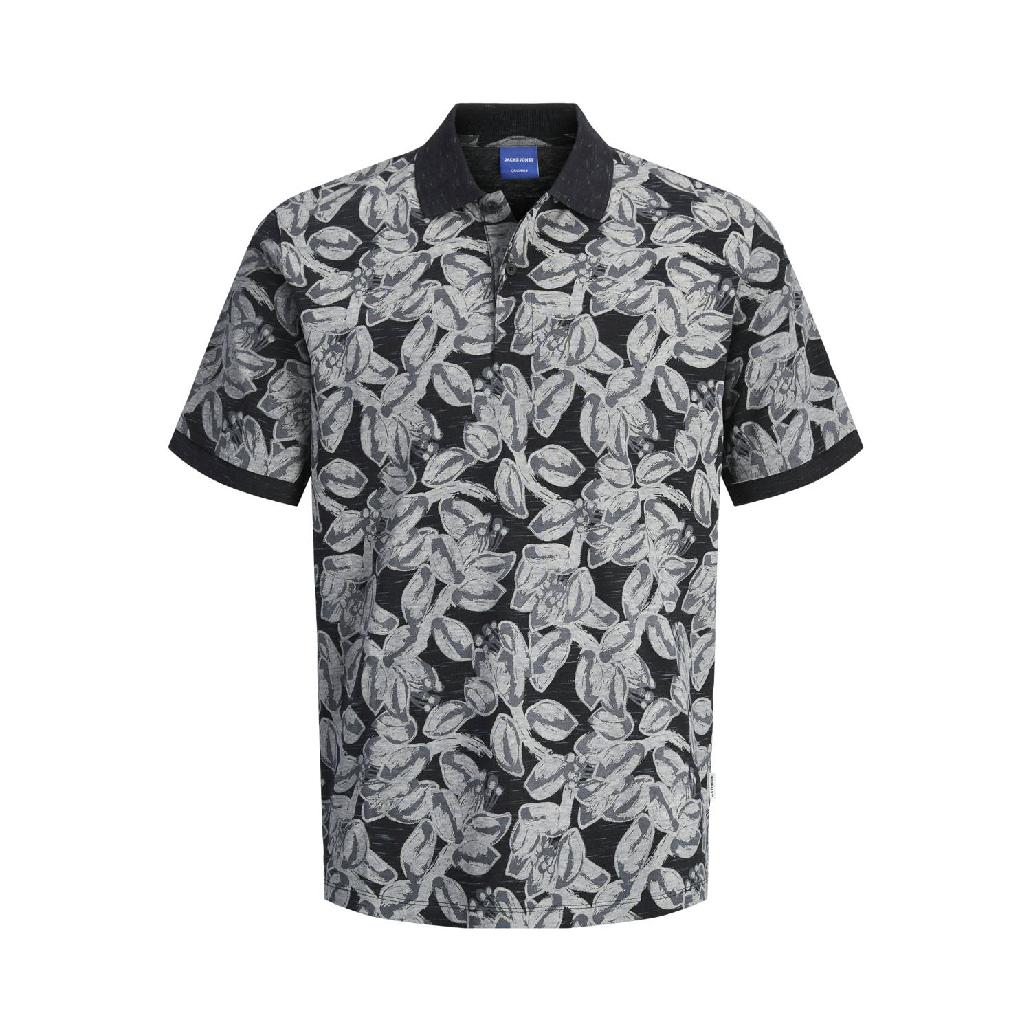 JACK & JONES PLUS SIZE regular polo met textuur zwart