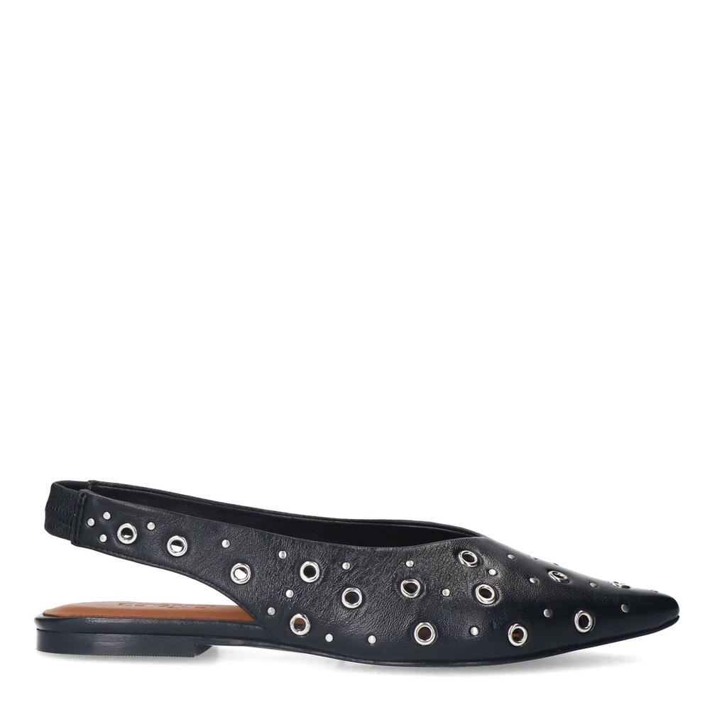 Zwarte dames Sacha leren slingback loafers