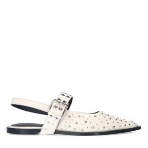   leren slingback loafers ecru