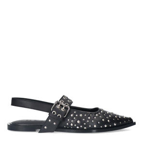 leren slingback loafers zwart