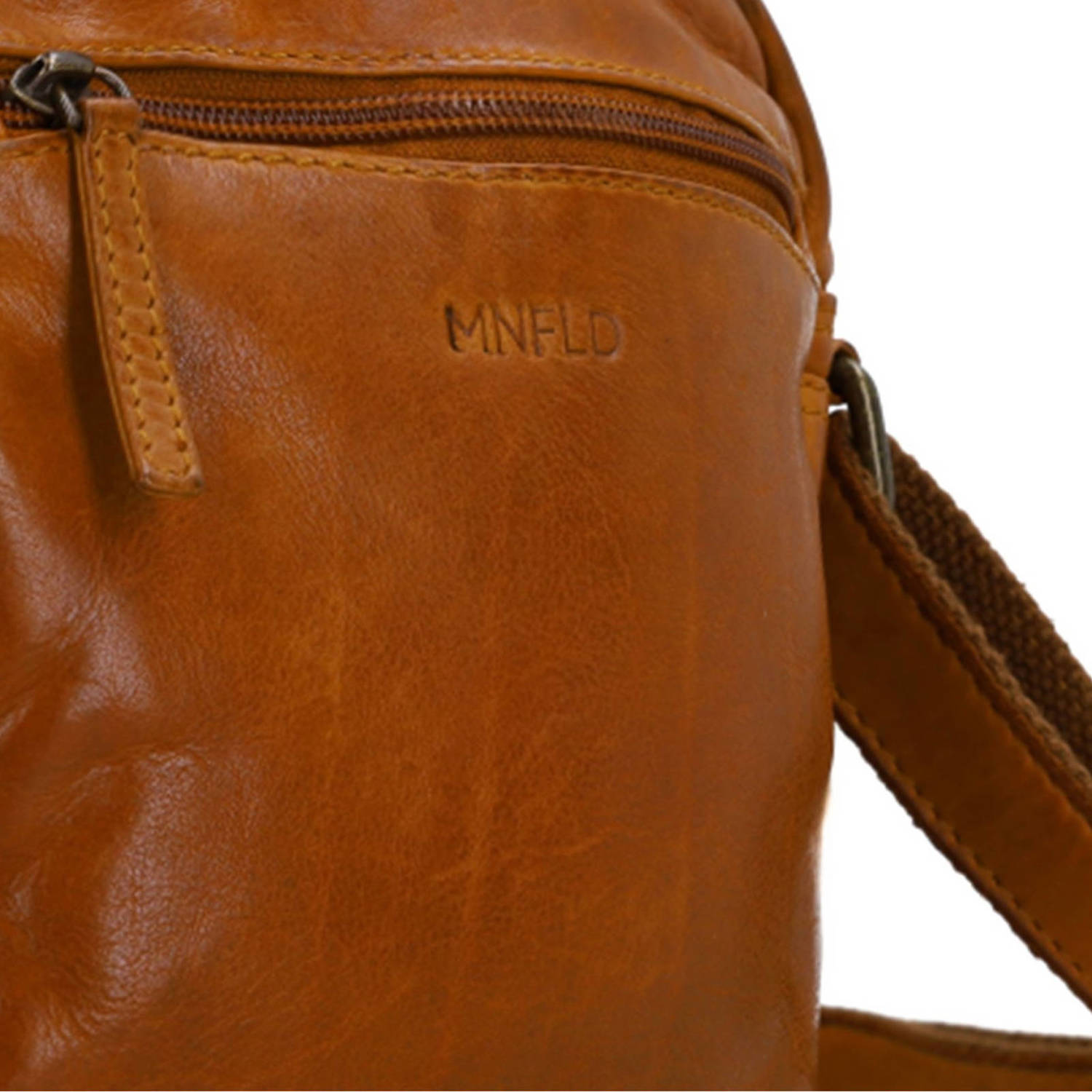 Manfield leren crossbody tas cognac