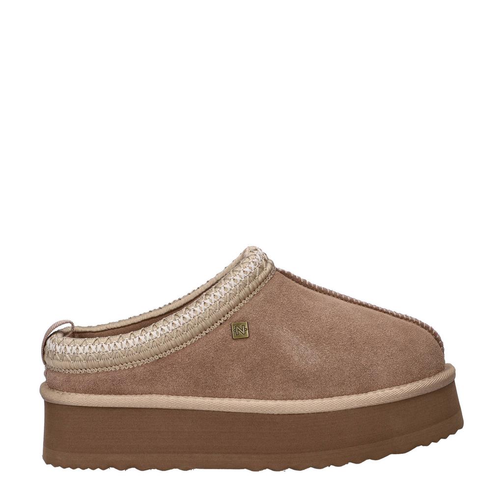 Taupe dames Nelson suède pantoffels