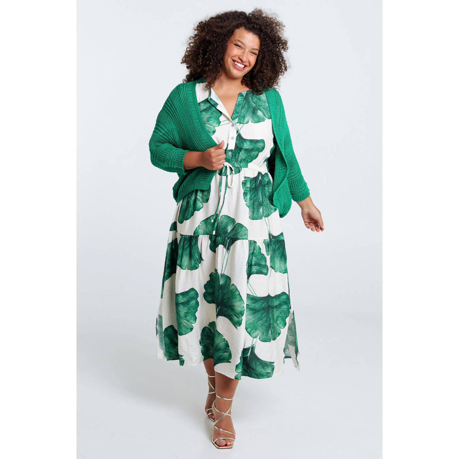 Paprika vest groen fijn gebreid