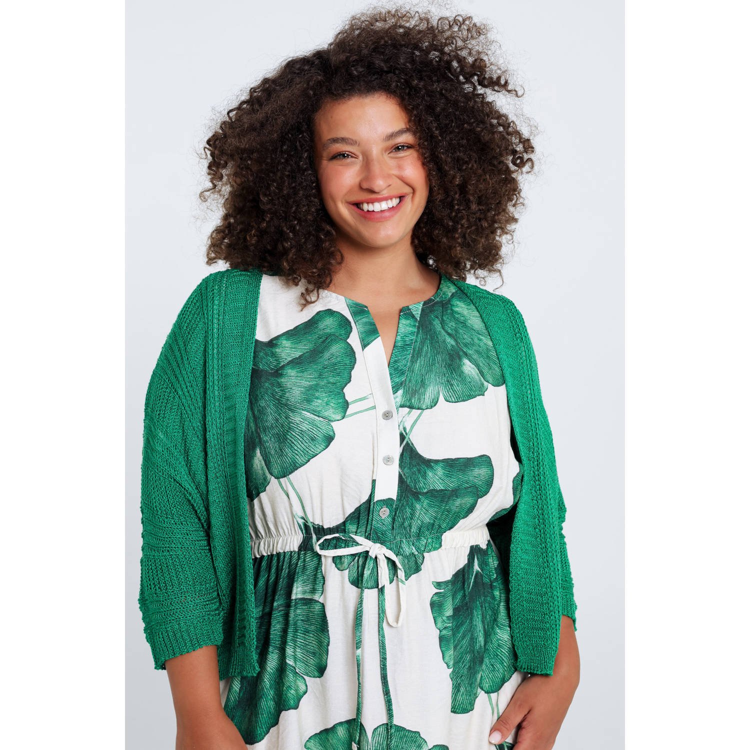 Paprika vest groen fijn gebreid