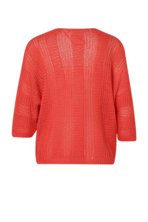 vest koraalrood fijn gebreid