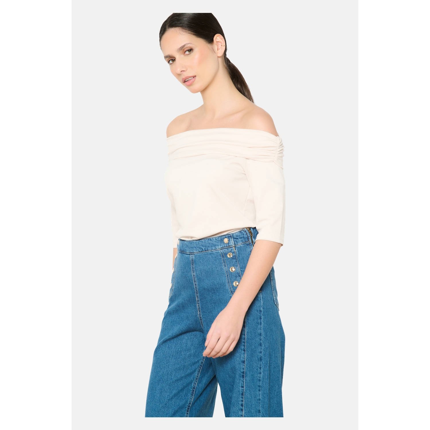 LOLALIZA off shoulder top ecru