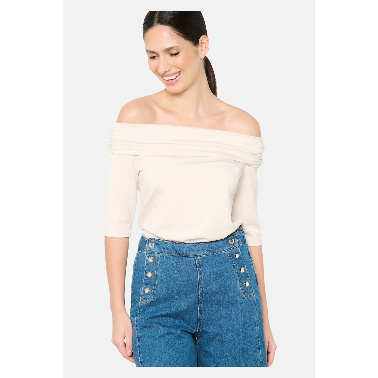 LOLALIZA off shoulder top ecru