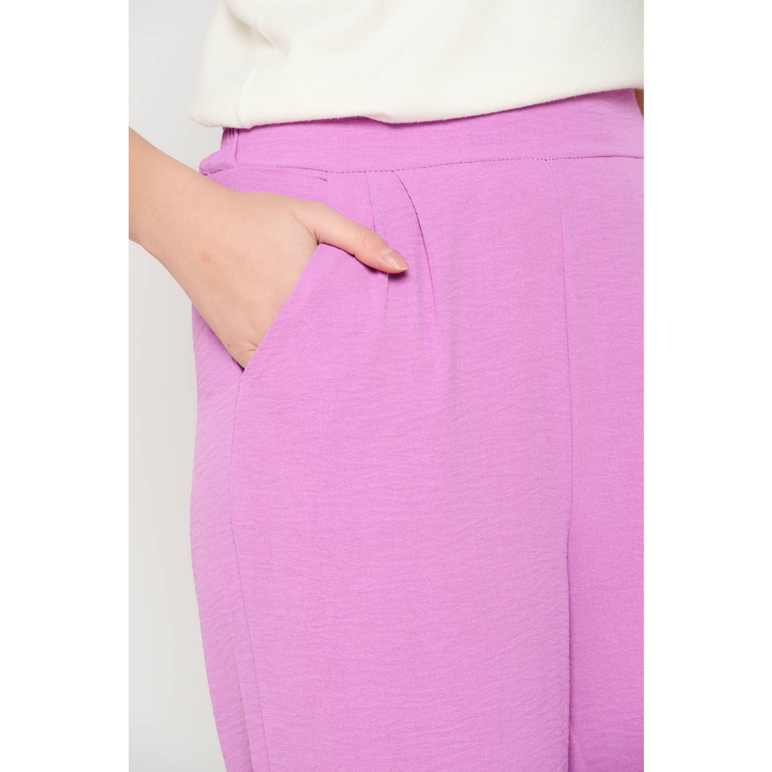 LOLALIZA wide leg regular waist casual broek roze