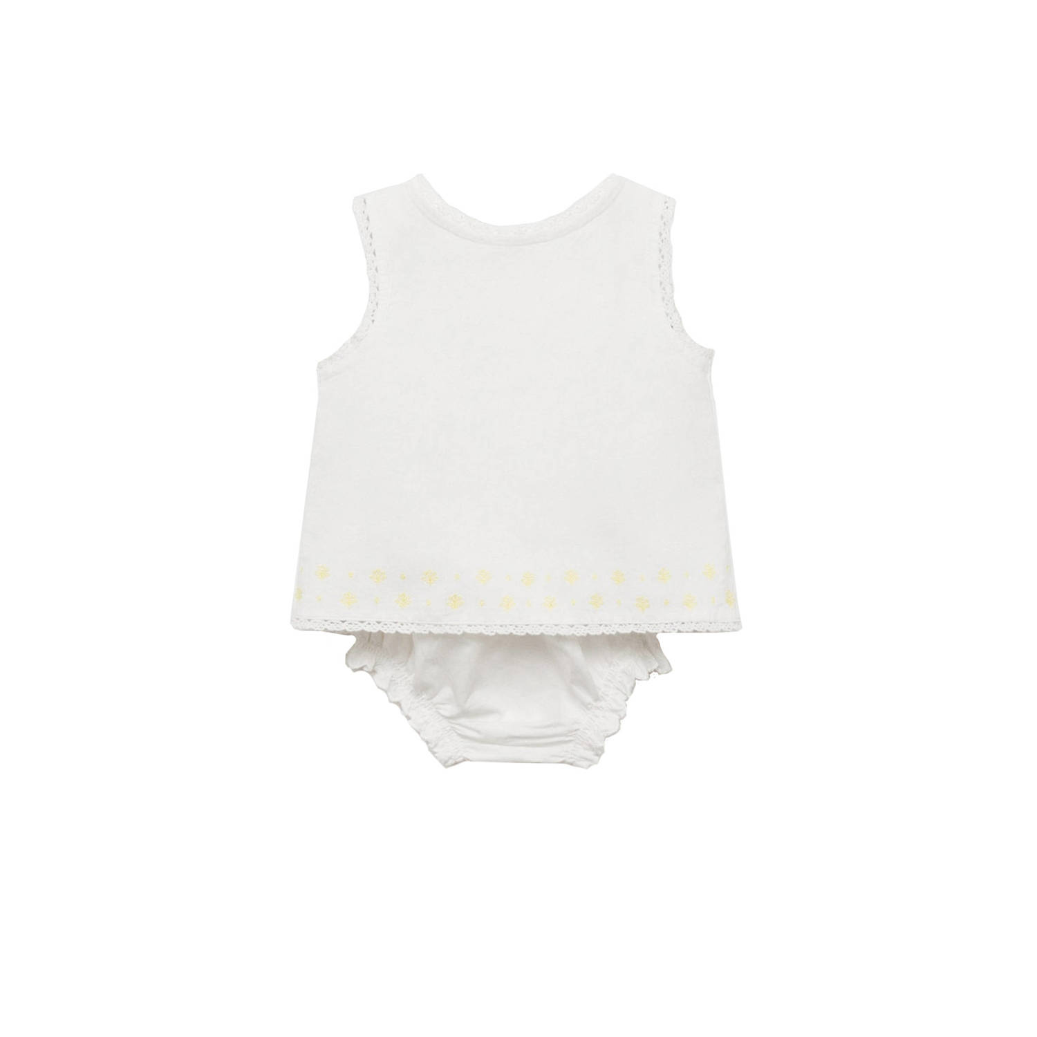 Mango Kids korte jurk met bloomer broderie wit