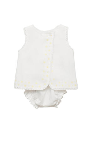 korte jurk met bloomer broderie wit