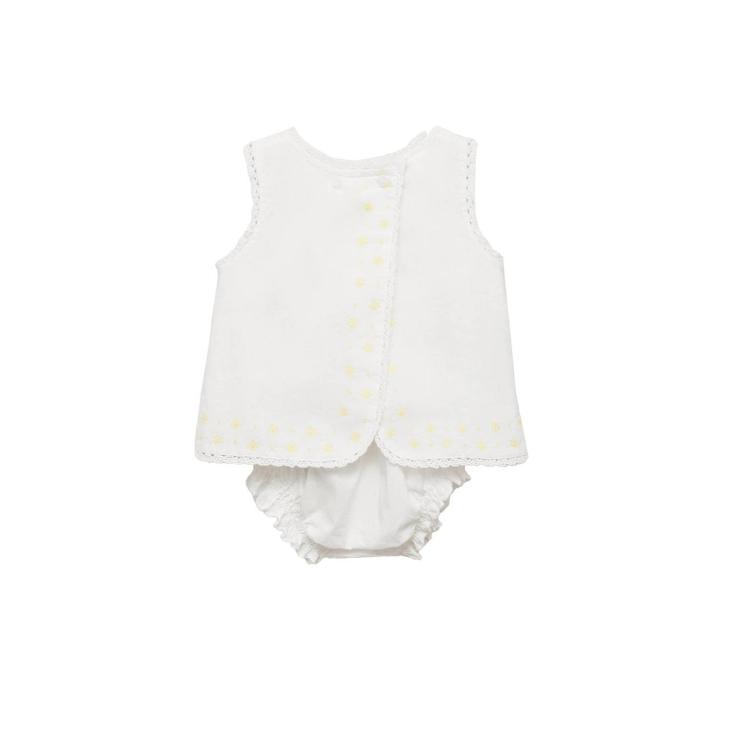 Mango Kids korte jurk met bloomer broderie wit