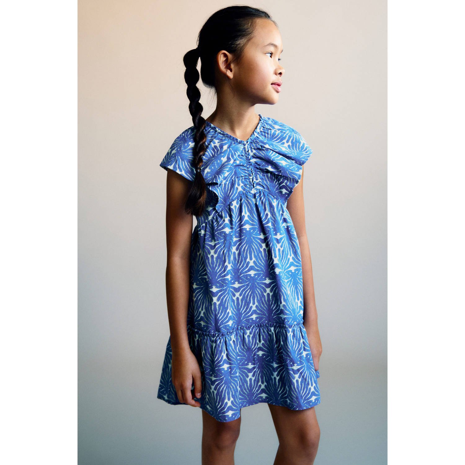 Mango Kids korte jurk blauw