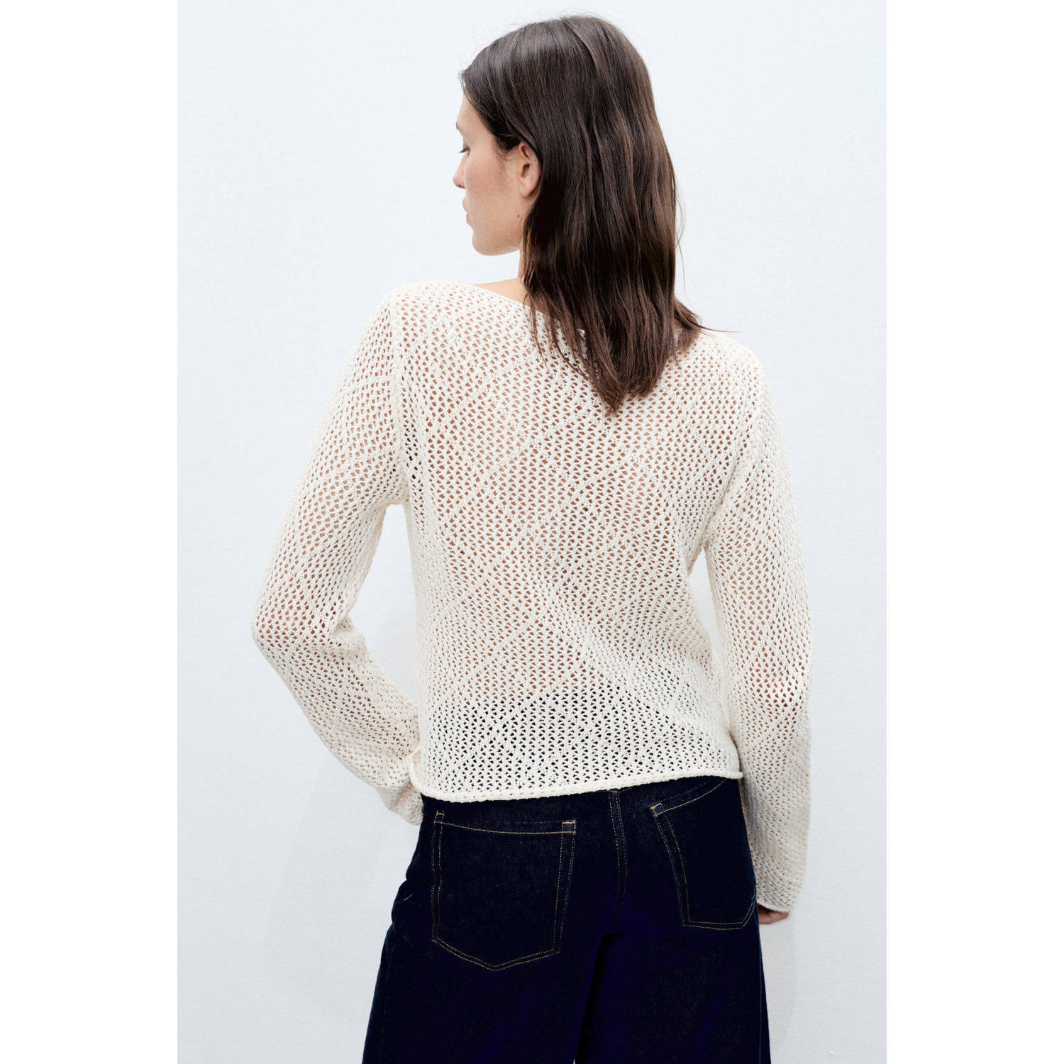 Mango trui ecru crochet