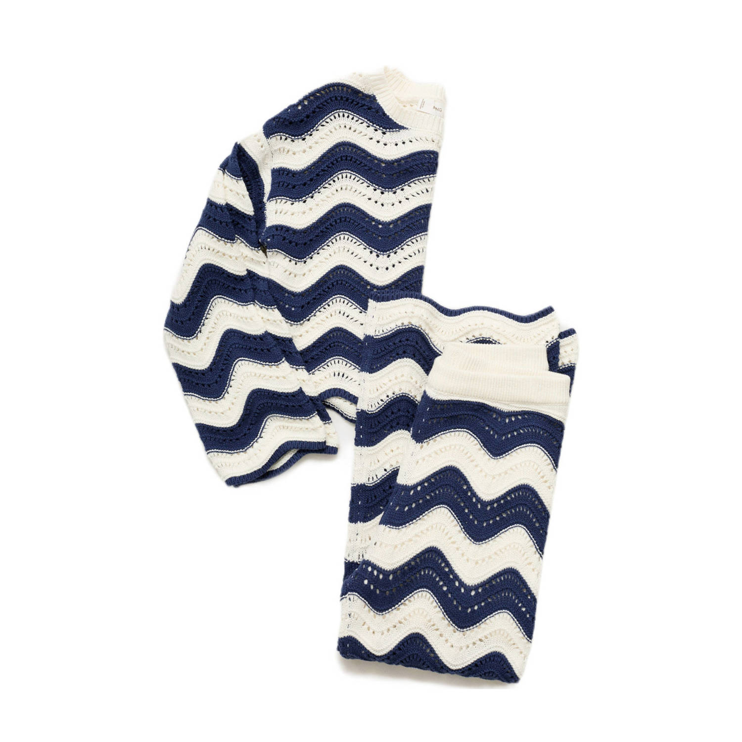 Mango Kids gebreide trui donkerblauw ajour