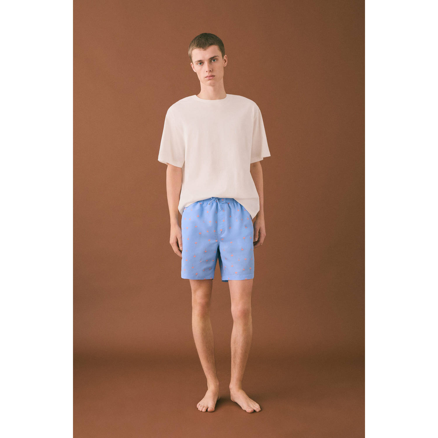 MANGO TEEN zwemshort lichtblauw oranje
