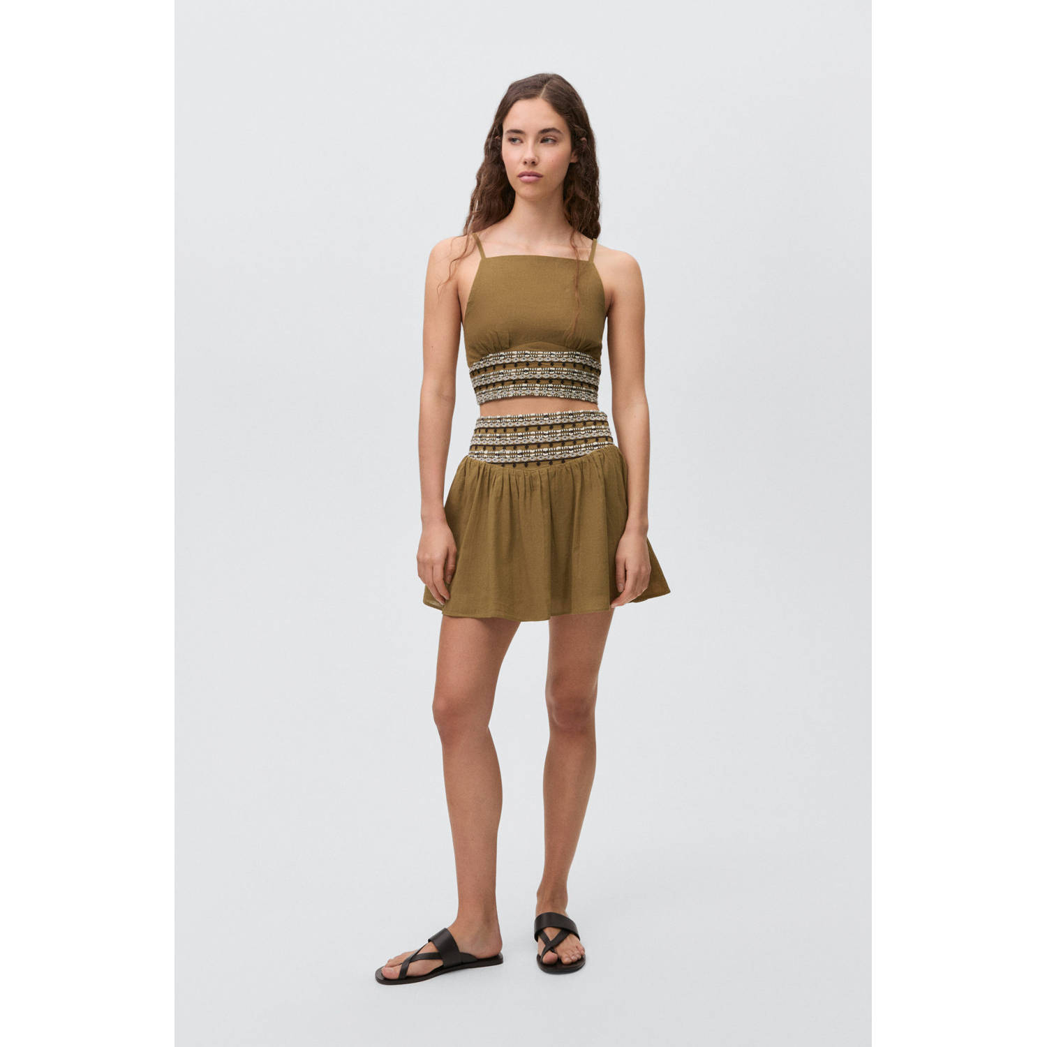 MANGO TEEN cropped top olijfgroen