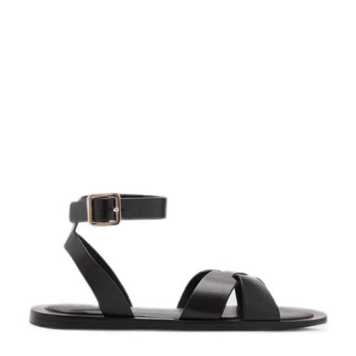 Mango leren sandalen zwart afbeelding