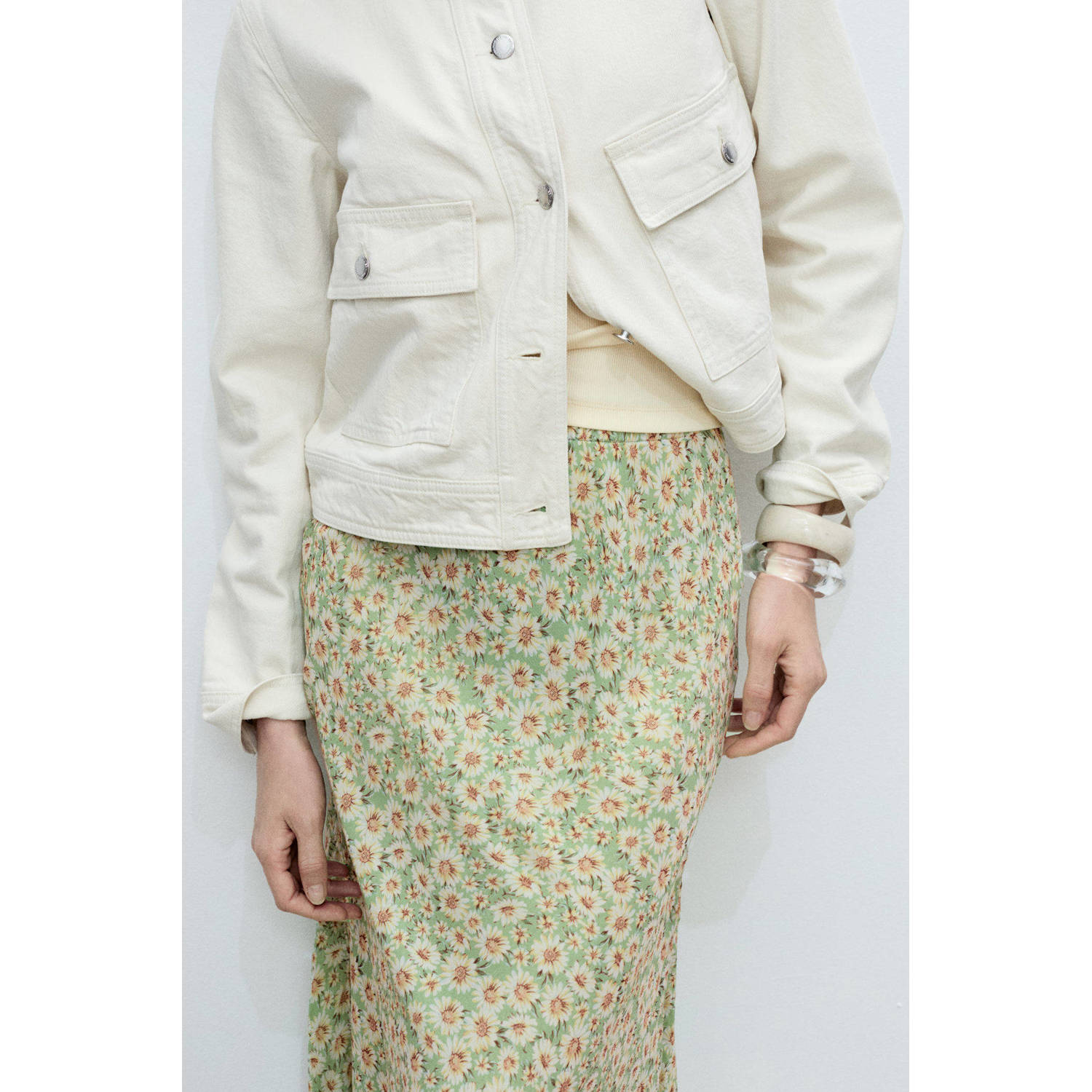 Mango midi rok groen