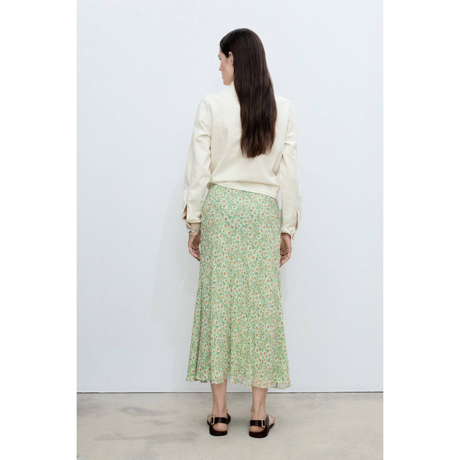 Mango midi rok groen