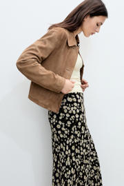 thumbnail: Zwarte dames Mango midi rok gemaakt van viscose en met elastische tailleband