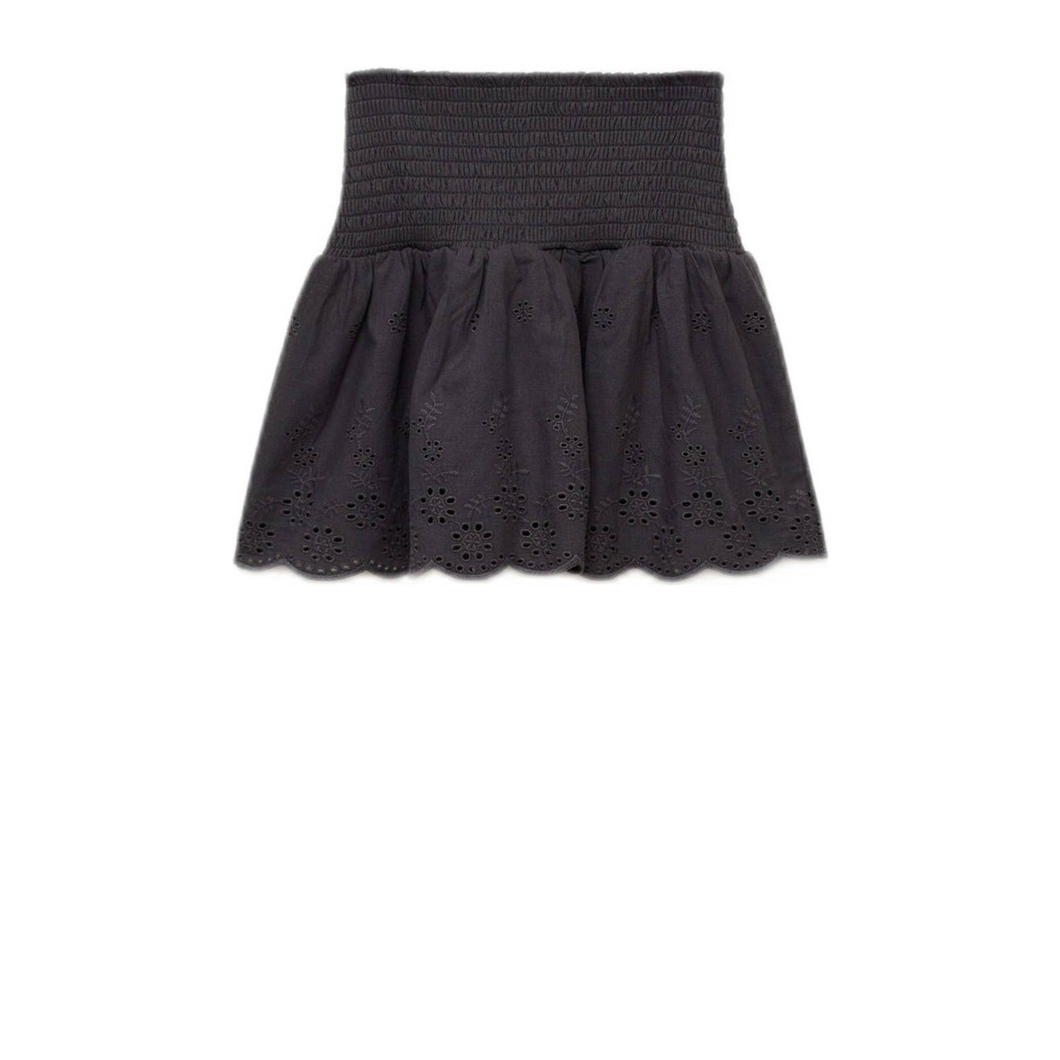 Mango Kids A-lijn rok broderie antraciet