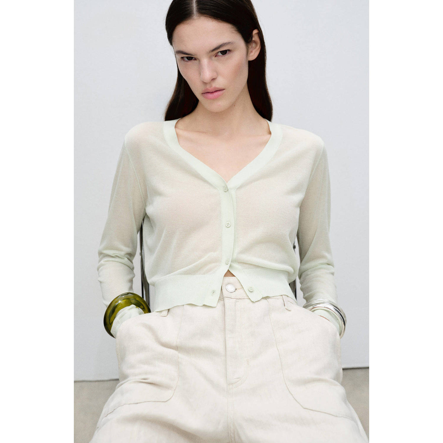 Mango vest lichtgroen