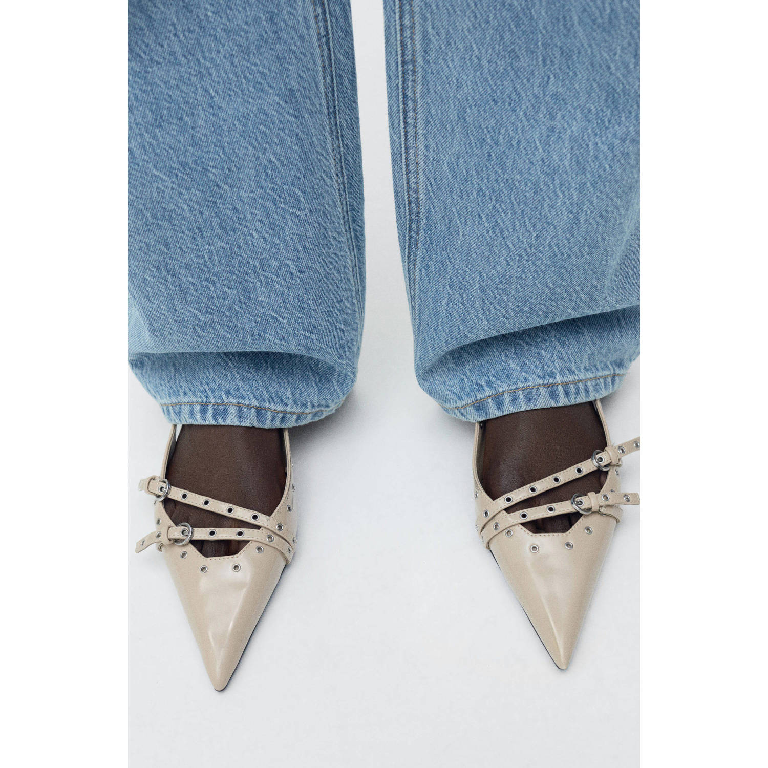 Mango high waist light blue denim