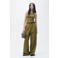 Mango wide leg jumpsuit kaki gebreid