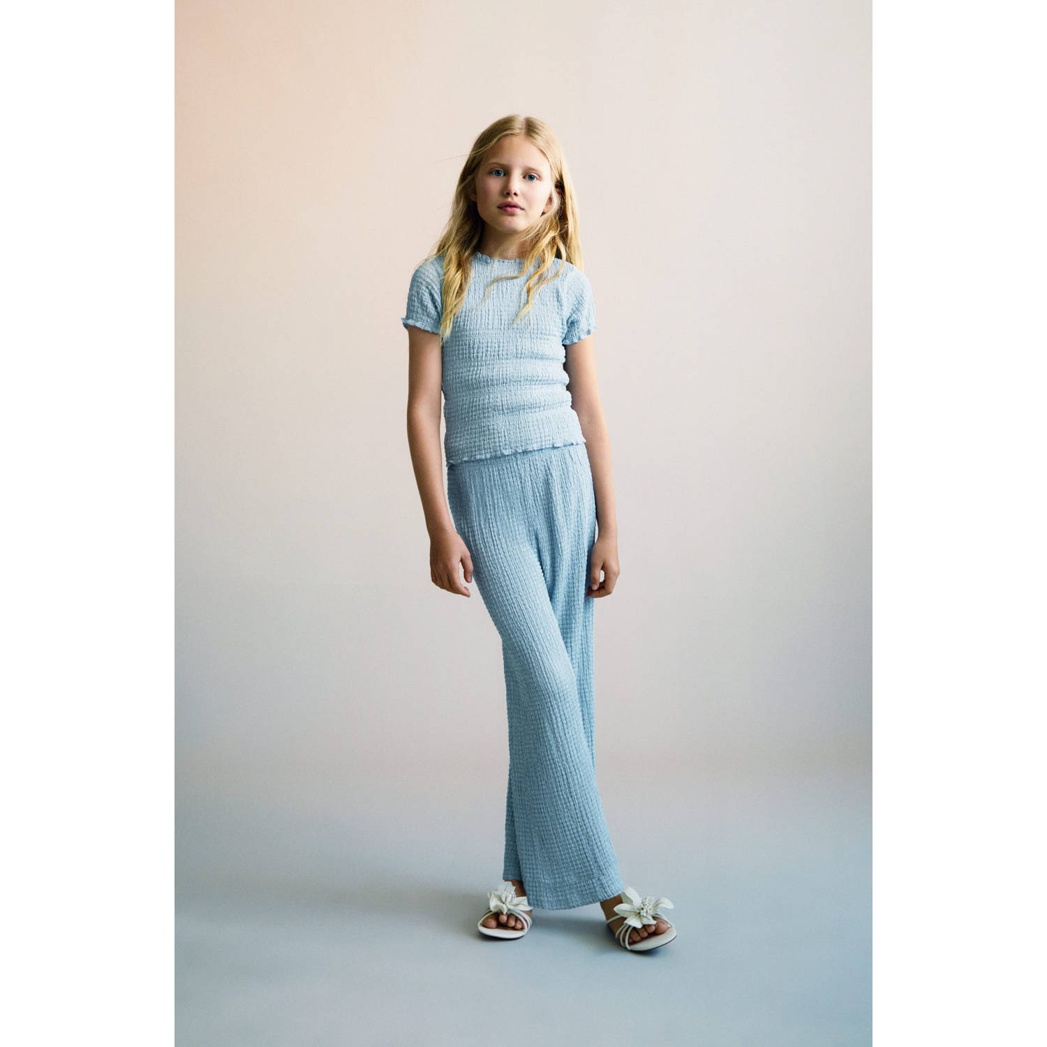 Mango Kids casual broek lichtblauw