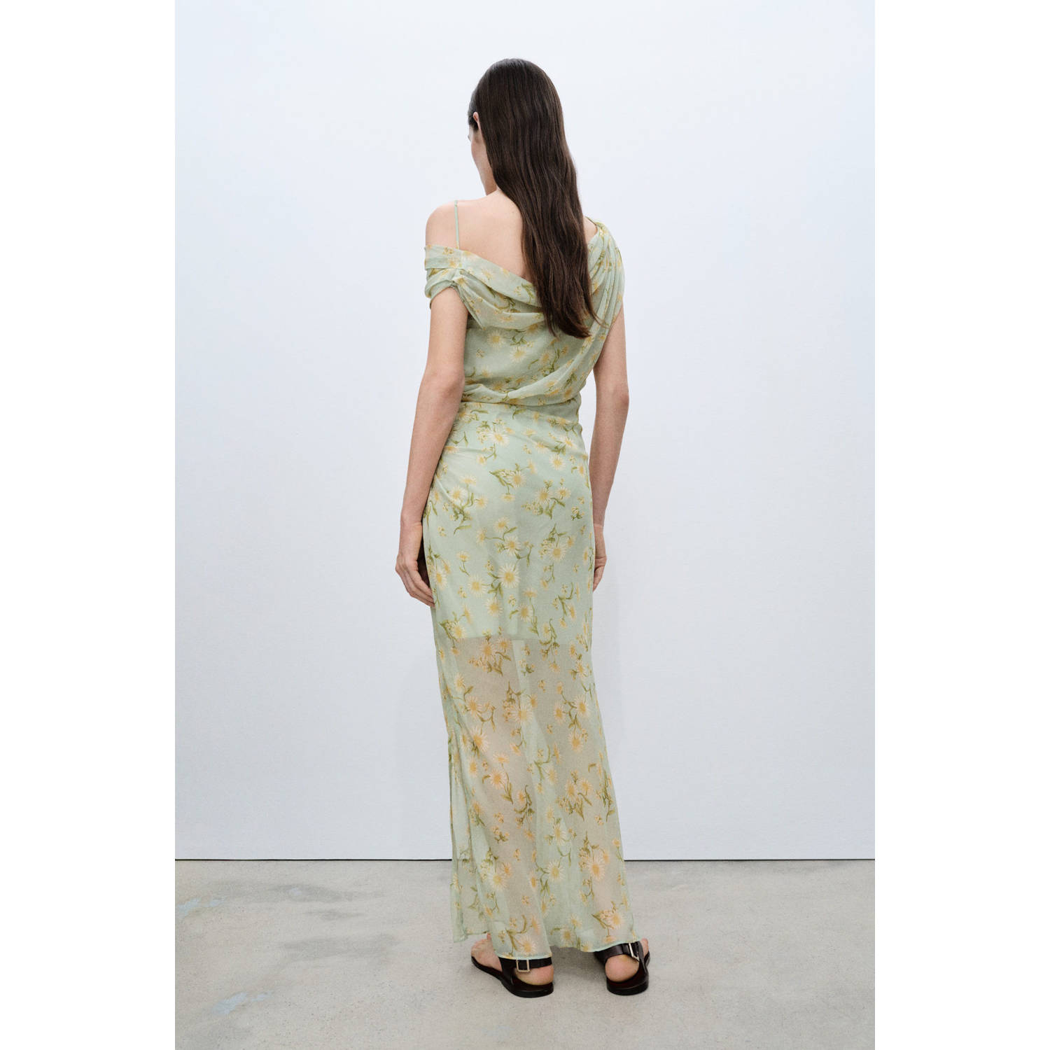 Mango maxi jurk lichtgroen