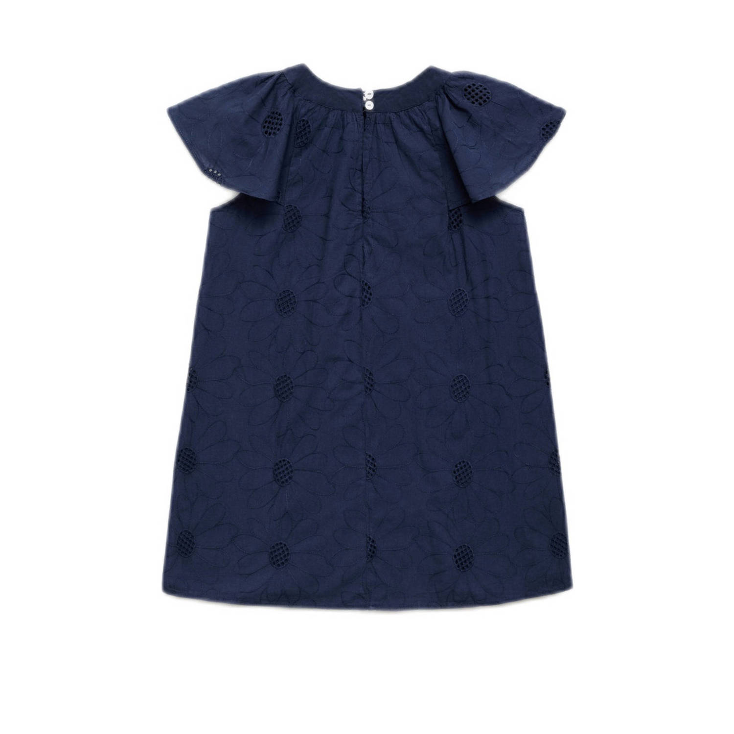 Mango Kids korte jurk broderie donkerblauw